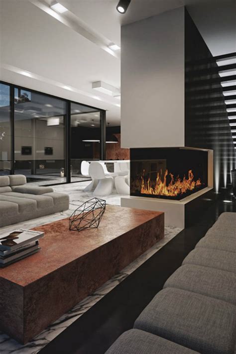 contemporary fireplaces  luxury living rooms