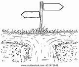 Crossroad Sign Cartoon Arrows Vector Doodle Pointing Direction Drawn Wooden Hand Two Crossroads Stock Shutterstock Decision Left Right Standing sketch template