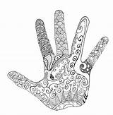 Hand Zentangle Coloring Adult Details sketch template