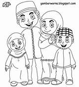Keluarga Mewarnai Islamic Anggota Colouringmermaid sketch template