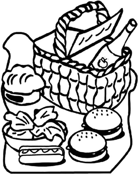 picnic basket full  food coloring page netart food coloring pages