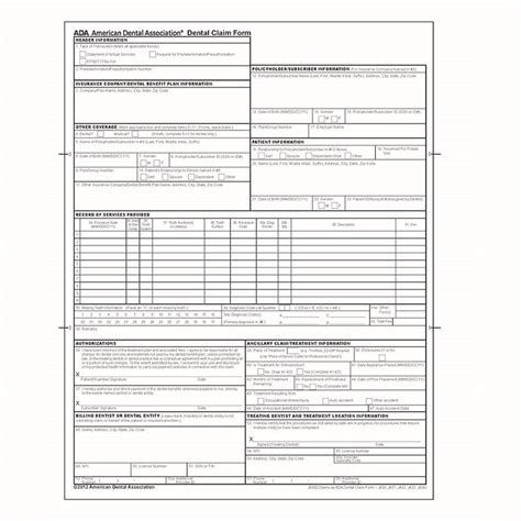 dental claim form printable printable forms