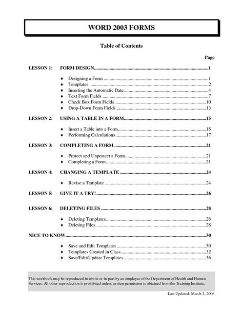 table  contents page setting  styles  word  create