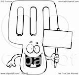 Spatula Mascot Holding Sign Happy Clipart Cartoon Coloring Thoman Cory Outlined Vector Template sketch template