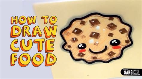 how to draw a cute cookie kawaii food easy drawings by