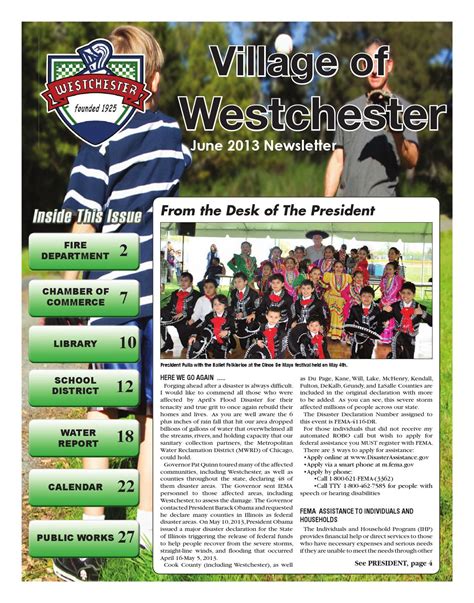june  westchester newsletter  village  westchester il issuu