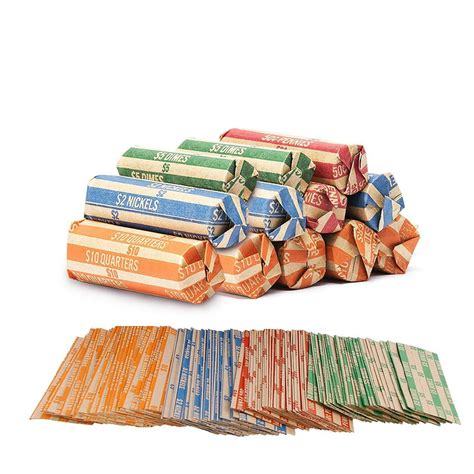 coin roll wrappers  pack assorted flat coin papers bundle
