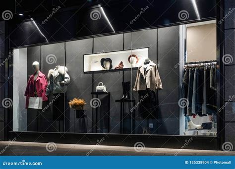 fashion shop window front  shopping mall editorial stock image