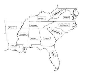 southeast states blank map tourist map  english