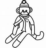 Monkey Coloring Sock Simplicity Clipartmag Bear sketch template