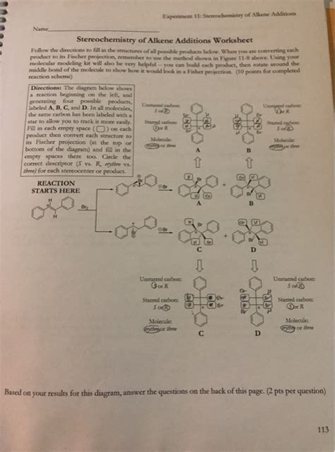 experiment  seereochemistry  alkene additions cheggcom