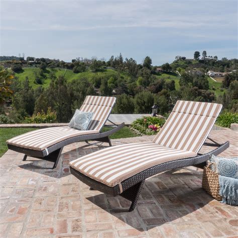 anthony outdoor chaise lounge cushions set   brown  white