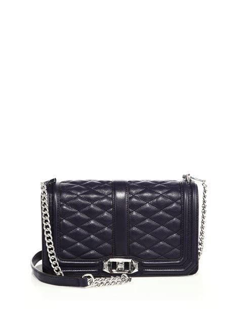 lyst rebecca minkoff quilted love leather crossbody bag  black