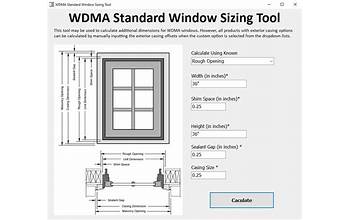 WDMA Standard Window Sizing Tool screenshot #0