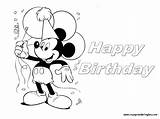 Mickey Birthday Happy Coloring Mouse Getdrawings Pages sketch template