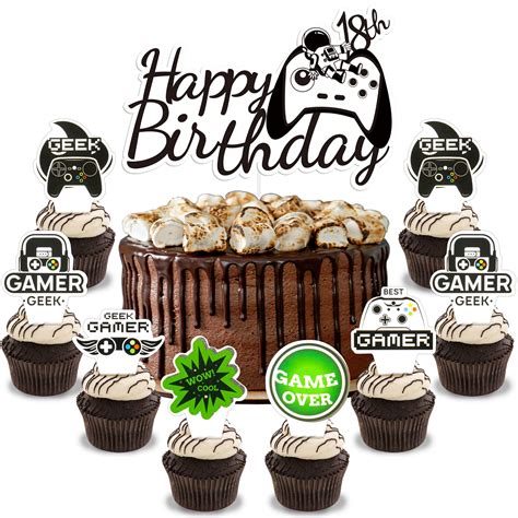 buy pcs happy  birthday cake topper video game astronaut cake topper video game cupcake