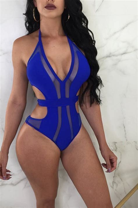 hualong sexy halter deep v one piece cut out bathing suit online