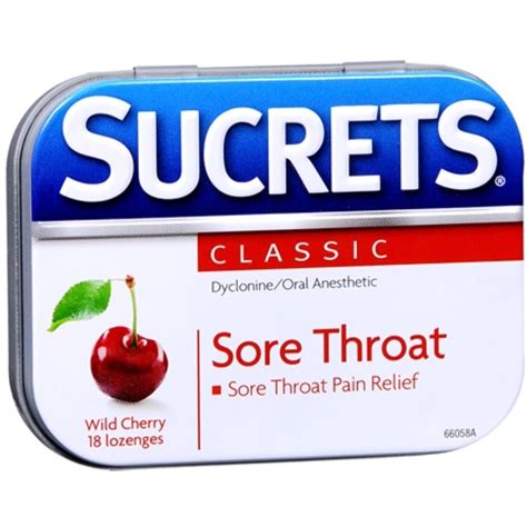 Sucrets Original Formula Sore Throat Lozenges Wild Cherry 18 Each Pack