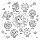 Planets Planetas Sol Pianeti Aarde Geplaatst Knippen Nadruk Beeldverhaalstijl Fokus Pfad Ausschnitts Karikaturart Systeme Solaire Vectorstock Astros Planeta Pianeta Caracteres sketch template