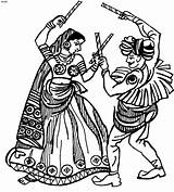 Dance Folk Clipart Dancing Coloring Indian Dandiya Pages Traditional Wedding Cartoon Sangeet Drawings India Dances Gujarati Symbols Cliparts Library Musical sketch template