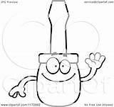 Mascot Screwdriver Waving Clipart Cartoon Outlined Coloring Vector Cory Thoman Royalty sketch template
