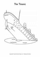 Titanic Colouring Sinking Colorear Activityvillage Barcos sketch template