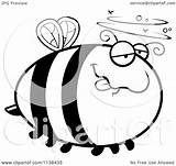 Bee Cartoon Drunk Outlined Chubby Vector Clipart Cory Thoman Coloring 2021 sketch template