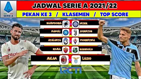 jadwal liga italia malam  jadwal serie   pekan  youtube