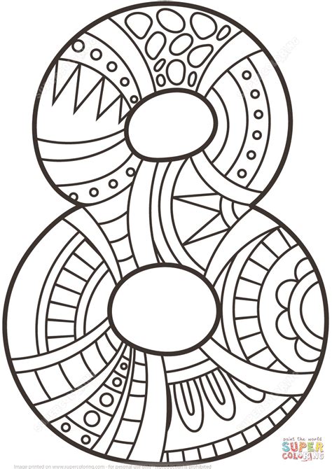 number  zentangle coloring page  printable coloring pages