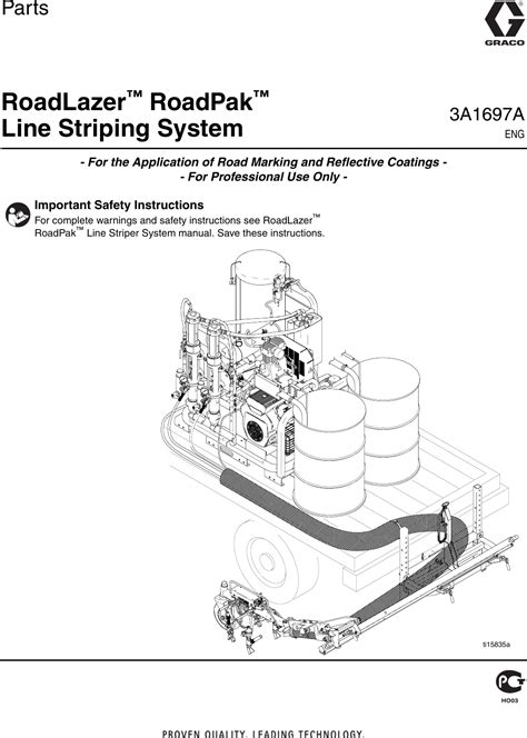 graco aa roadlazer roadpak  striping system users manual system parts english