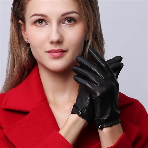 woman s gloves autumn winter short real leather gloves female wrist