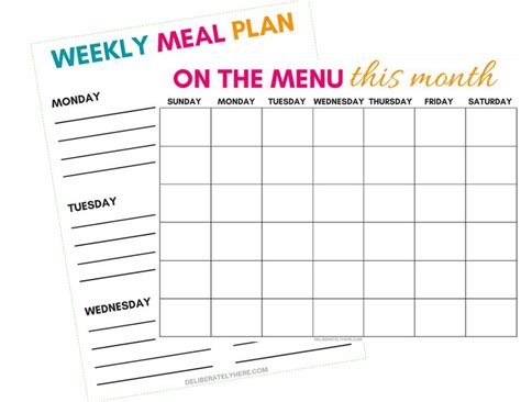 printable weekly monthly meal planners monthly meal planner