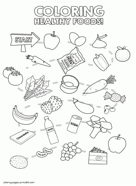 coloring pages healthy  unhealthy food