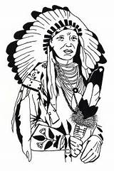 Native Coloring American Indian Pages Drawing Headdress Chief Americans Woman Adults Warrior Color Adult Symbols Feathers Print Printable Drawings Colouring sketch template
