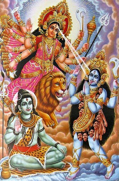 lord shiva is sitting and durga is creating kali from her third eye
