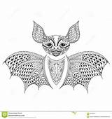 Bat Zentangle Fledermaus Totem Tribal Monochrome Insekter sketch template