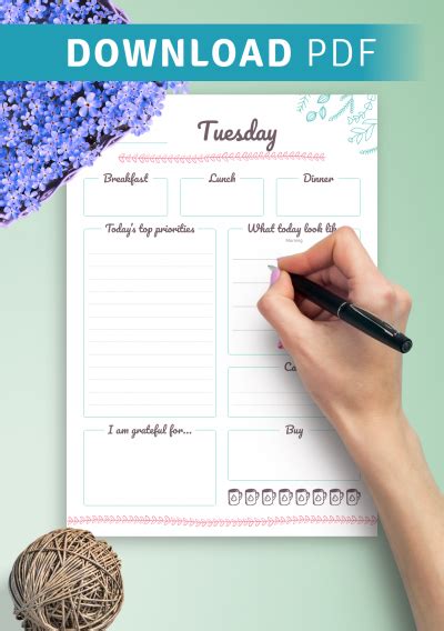 printable  days weekly planner