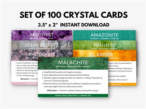 set   instant  crystal cards crystal meaning etsy