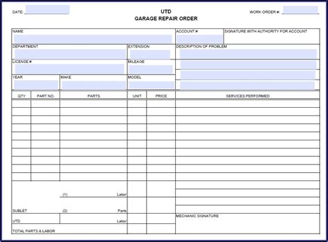 printable auto body repair estimate forms form resume examples