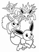 Pikachu Pokemon Coloring Eevee Pages Evolutions sketch template