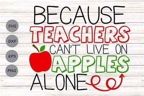 because teachers cant live on apples alone svg teacher svg in 2020