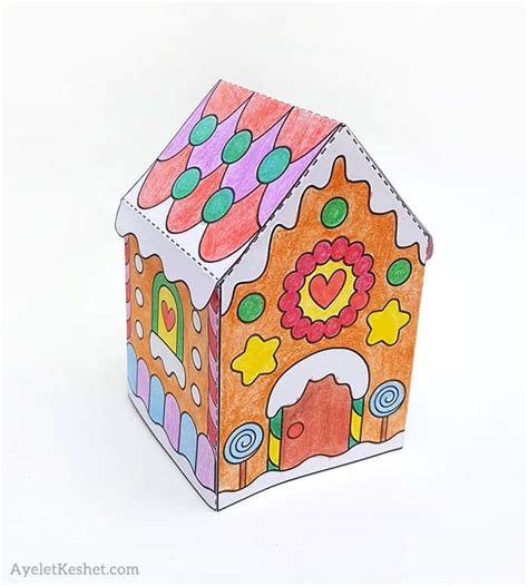 printable gingerbread house template  color ayelet keshet