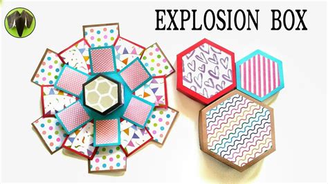 hexagonal explosion card box diy tutorial  youtube scrapbook