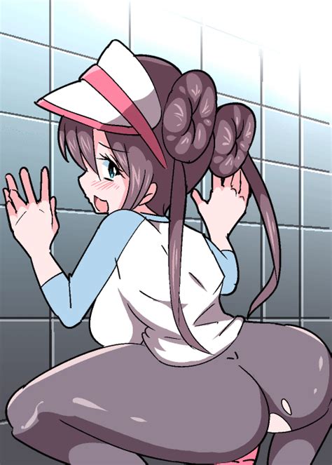 rule 34 1girls against wall animated anus ass back blue eyes blush breasts brown hair censored