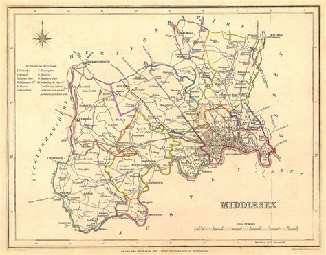 Antique Map Of Middlesex Frontispiece