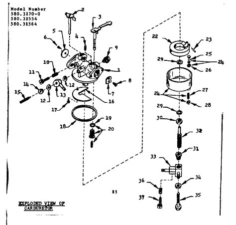 carburetor diagram parts list  model  craftsman parts generator parts