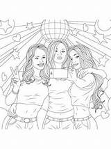 Bff Girls Coloring Pages Colouring Girl Three Friend Kids Vector Beautiful Photographed Phone Cute Friends Vectorstock Fun People Adult Barbie sketch template