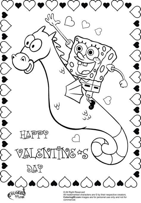 spongebob valentines day coloring pages  getcoloringscom