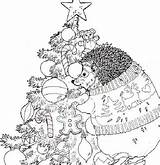 Coloring Brett Jan Pages Card Christmas Hat sketch template