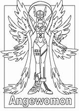 Digimon Coloring Pages Angewomon Cartoon Cute sketch template